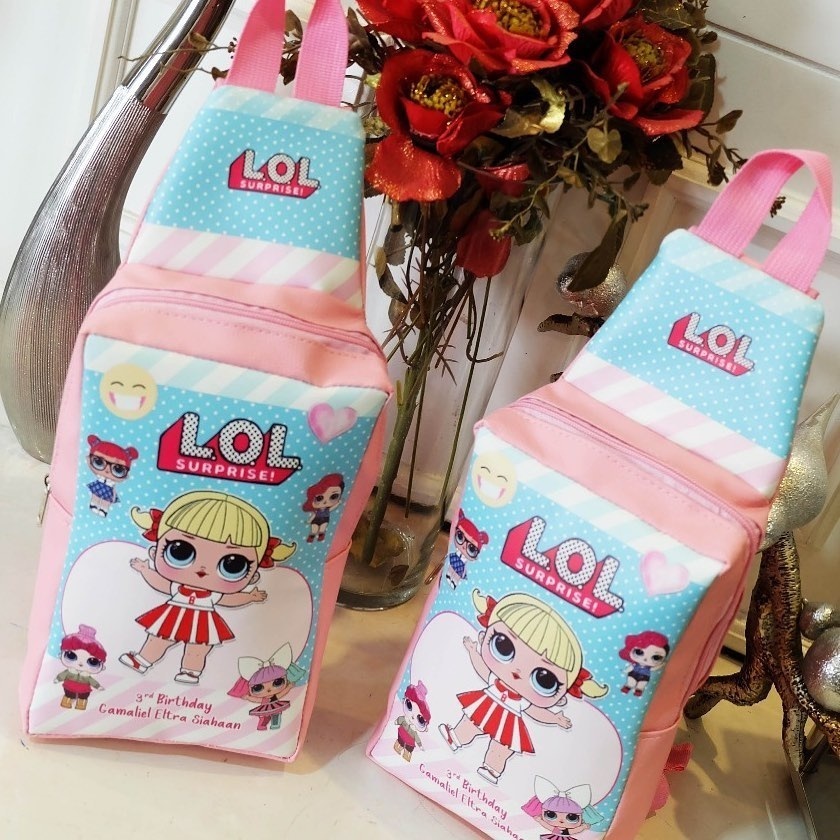 Tas Slingbag Ultah / Tas Ultah Anak Costum / Tas Souvenir Ultah Anak / Bahan Tas Poliester Ukuran Ju