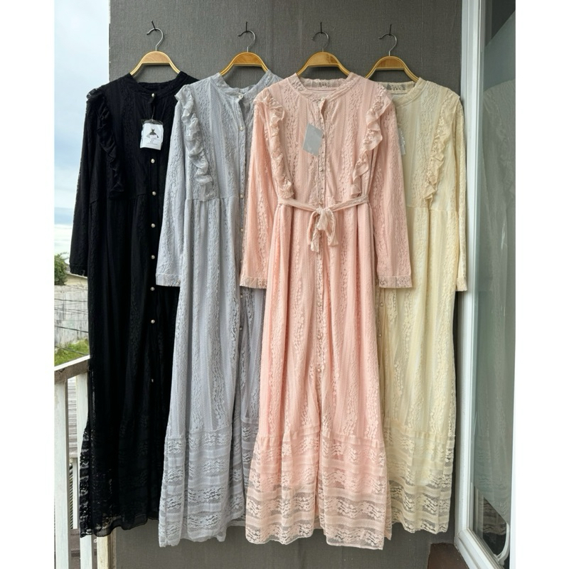 hakari dress gamis bkk, lafreya dress, gamis putih, white maxi, dress katun bordir, gamis eyelet, ga