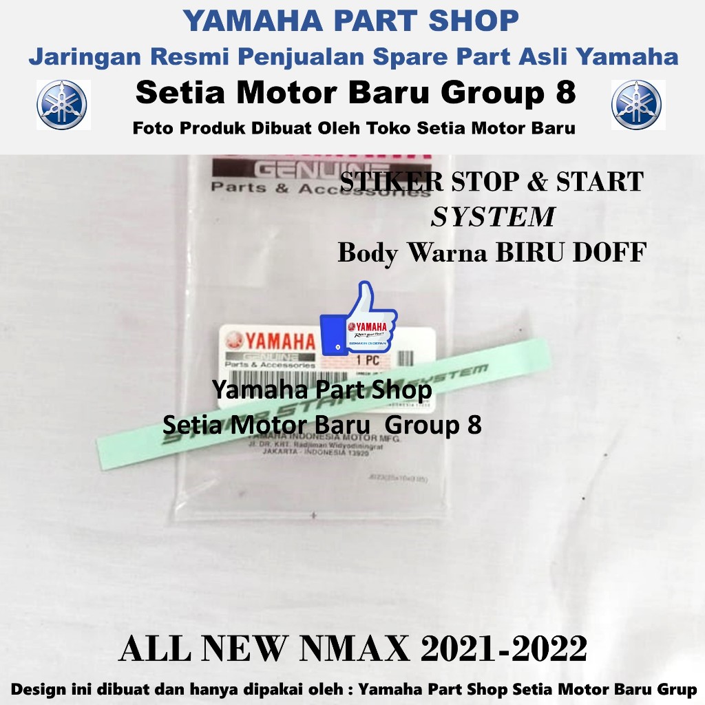 Stiker Stop & Start System Body Warna Biru Doff All New Nmax N Max Asli Yamaha