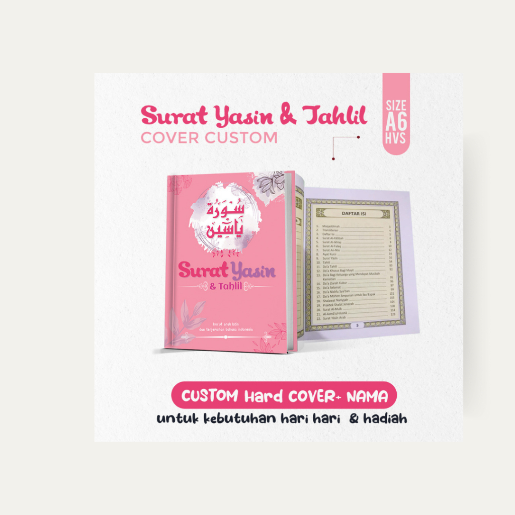 Buku Surat Yasin Tahlil & Doa + Custom Soft Cover - Nama , Untuk Kebutuhan sehari-Hari dan Ziarah Ku