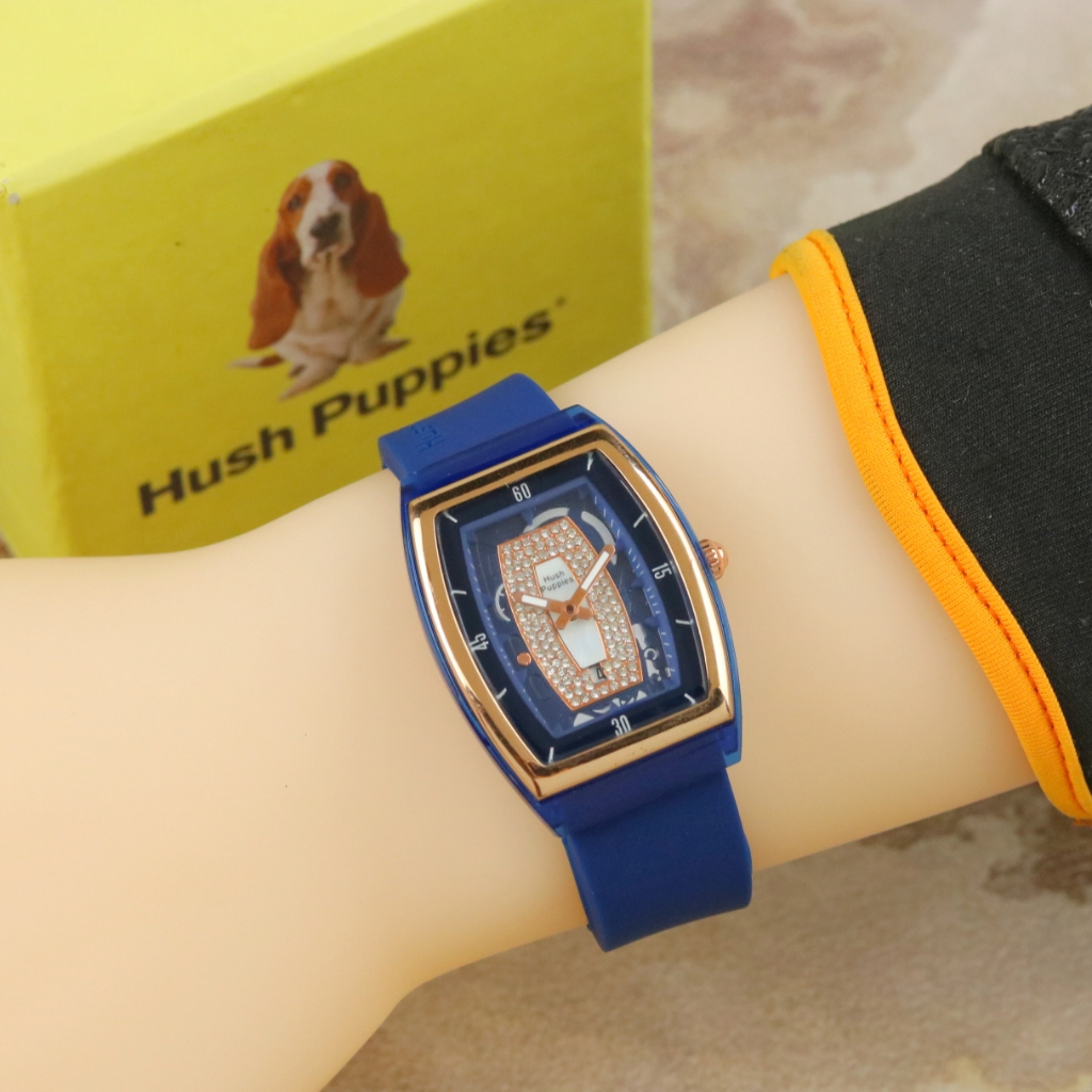 Jam Tangan Wanita Hush Puppies Tali Rubber Tanggal Aktif KA-3258 Free Box