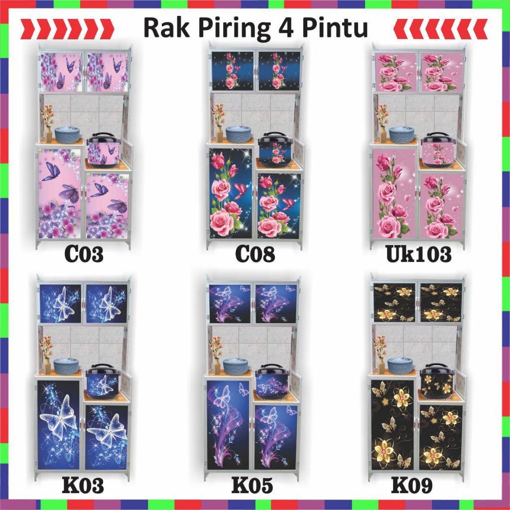 

Stiker Rak Piring 4 Pintu Motif Bunga Flower Kupu Kupu