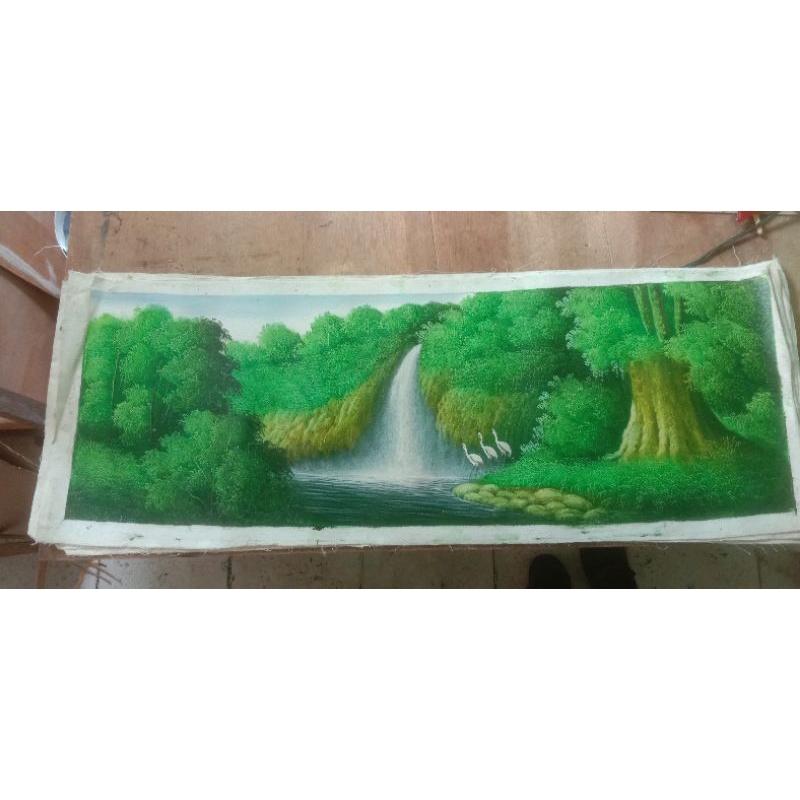 Lukisan kain kanvas ukuran 30 x 90 cm