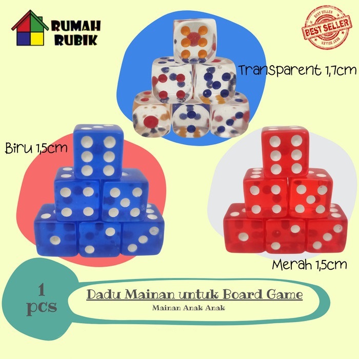 Mainan Anak Dadu Warna Warni untuk Board Game / Dadu Anak Anak / Dadu Monopoli / Dadu Ular Tangga