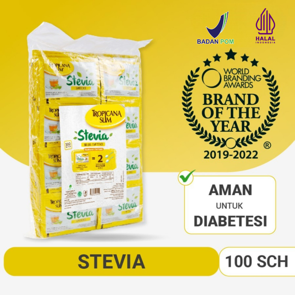 

Tropicana Slim Sweetener STEVIA 100 Sch x 2,6 gr - Pemanis Alami
