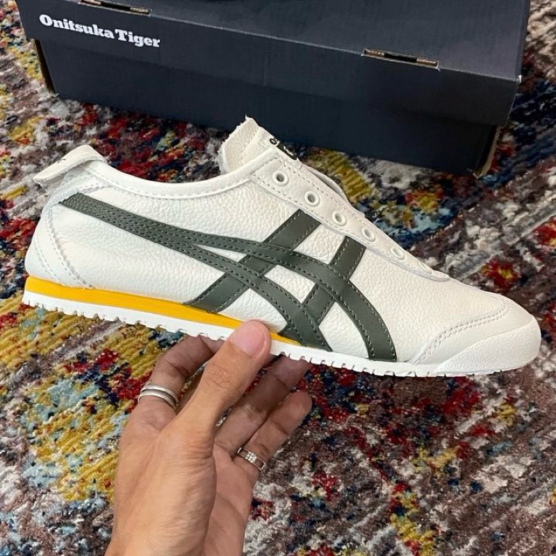 Onitsuka Tiger Mexico 66 Slip On Leather (XB030) Cream / Green - Yellow ORIGINAL