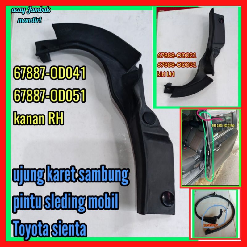 ujung karet pintu sleding pintu tengah mobil Toyota sienta