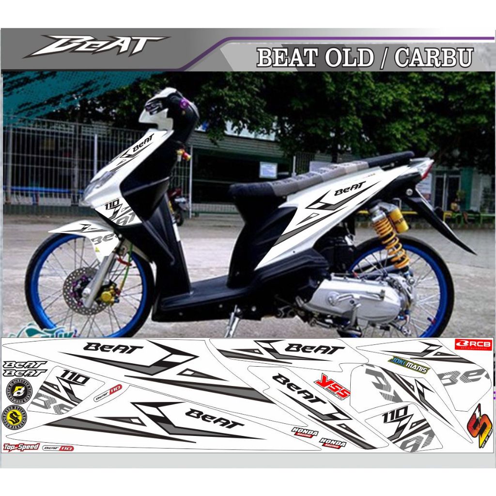 striping beat old putih beat karbu variasi stiker beat