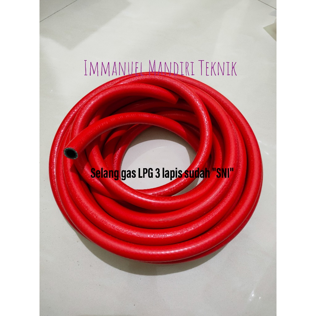 Selang gas LPG 3 lapis / Selang gas LPG high pressure SNI - Merah