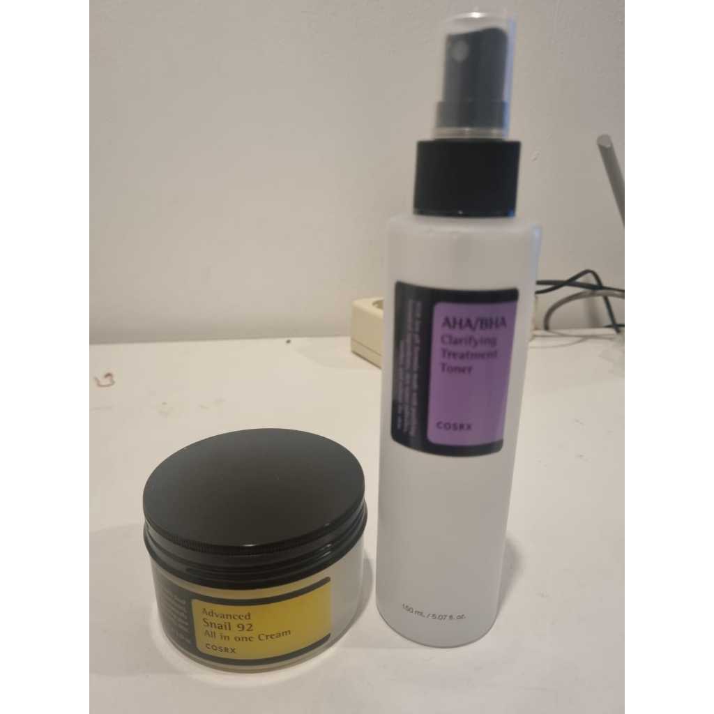 Paket Skincare Cosrx ada Moisturizer Snail 92 dan AHA/BHA Toner