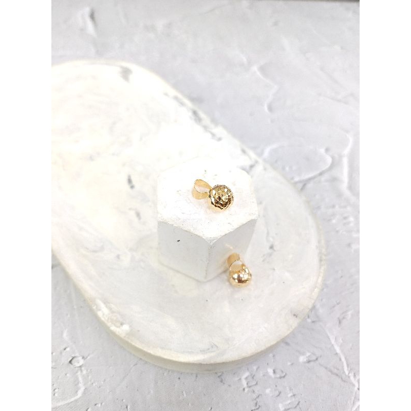 Liontin bola / boba ukir Emas Asli 8K