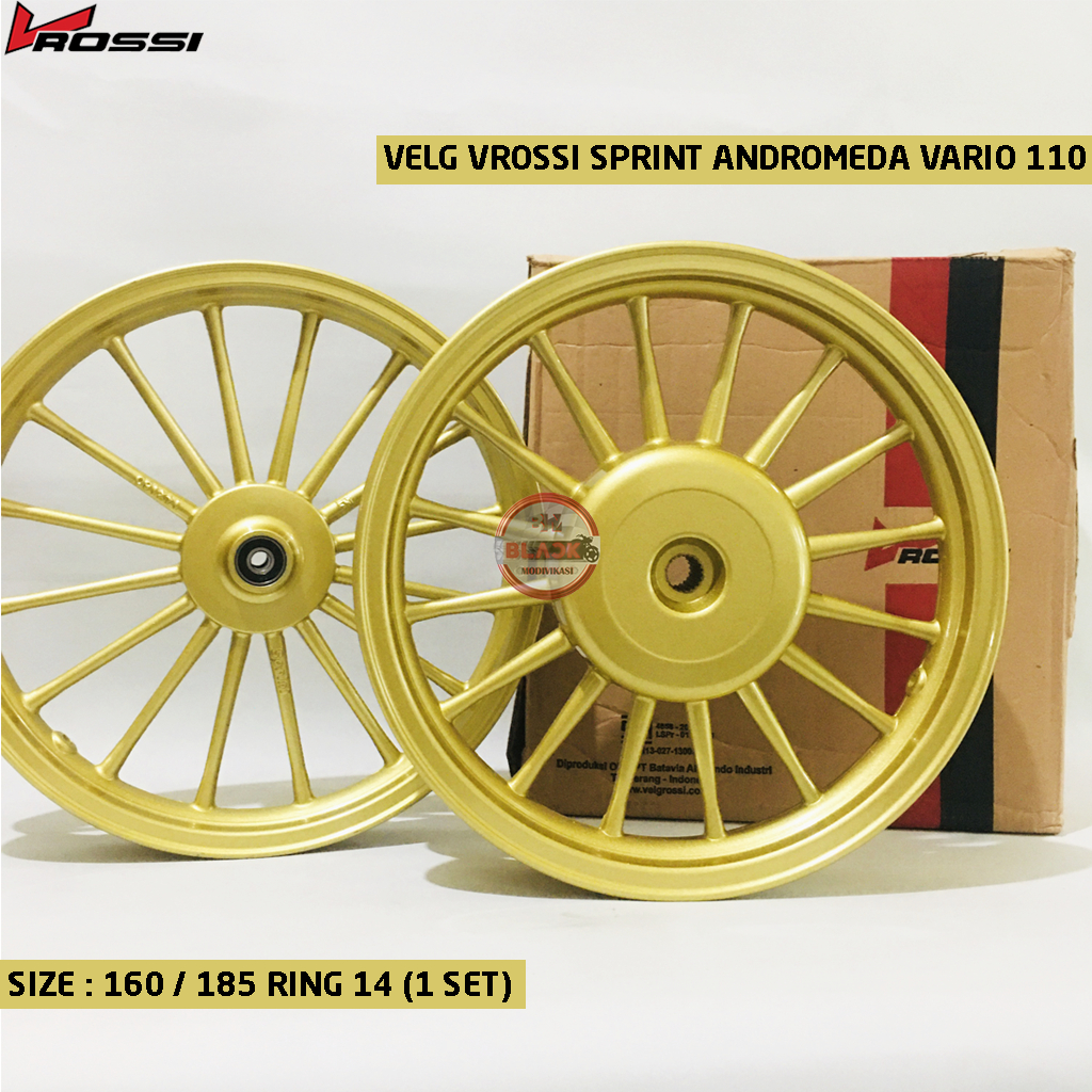 Velg V Rossi Sprint Andromeda Palang 16 Vario 110 1 Set Depan Belakang UK 160 / 185 Ring 14 Motor Ma