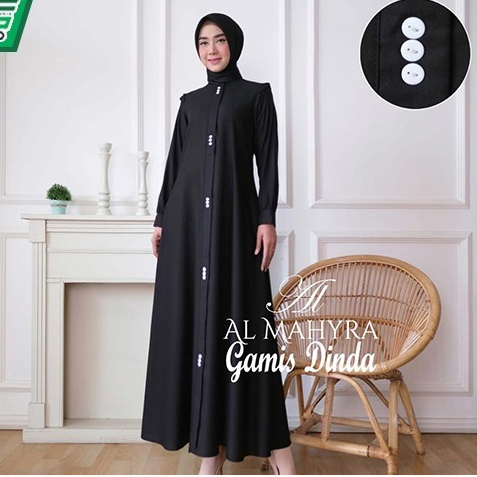 BAJU GAMIS DINDA GUZEL PREMIUM POLOS BAHAN KATUN TOYOBO ORIGINAL GUZEL - Hitam, L