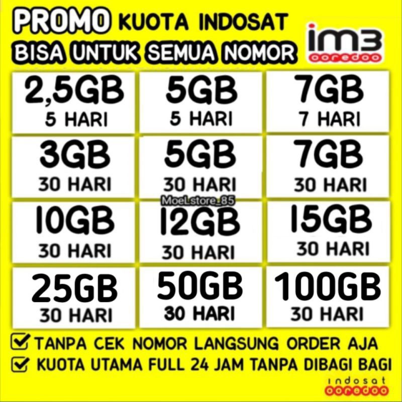 PAKET DATA INDOSAT 100GB FREEDOM INTERNET FULL 24 JAM 30HARI
