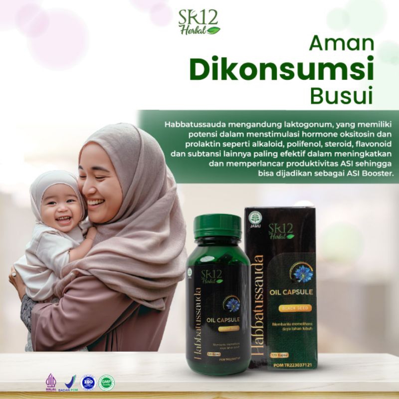 SR12 Habbatussauda Oil Kapsul / ASI Booster / Meningkatkan dan Memperlancar ASI / Busui / Ibu Menyus