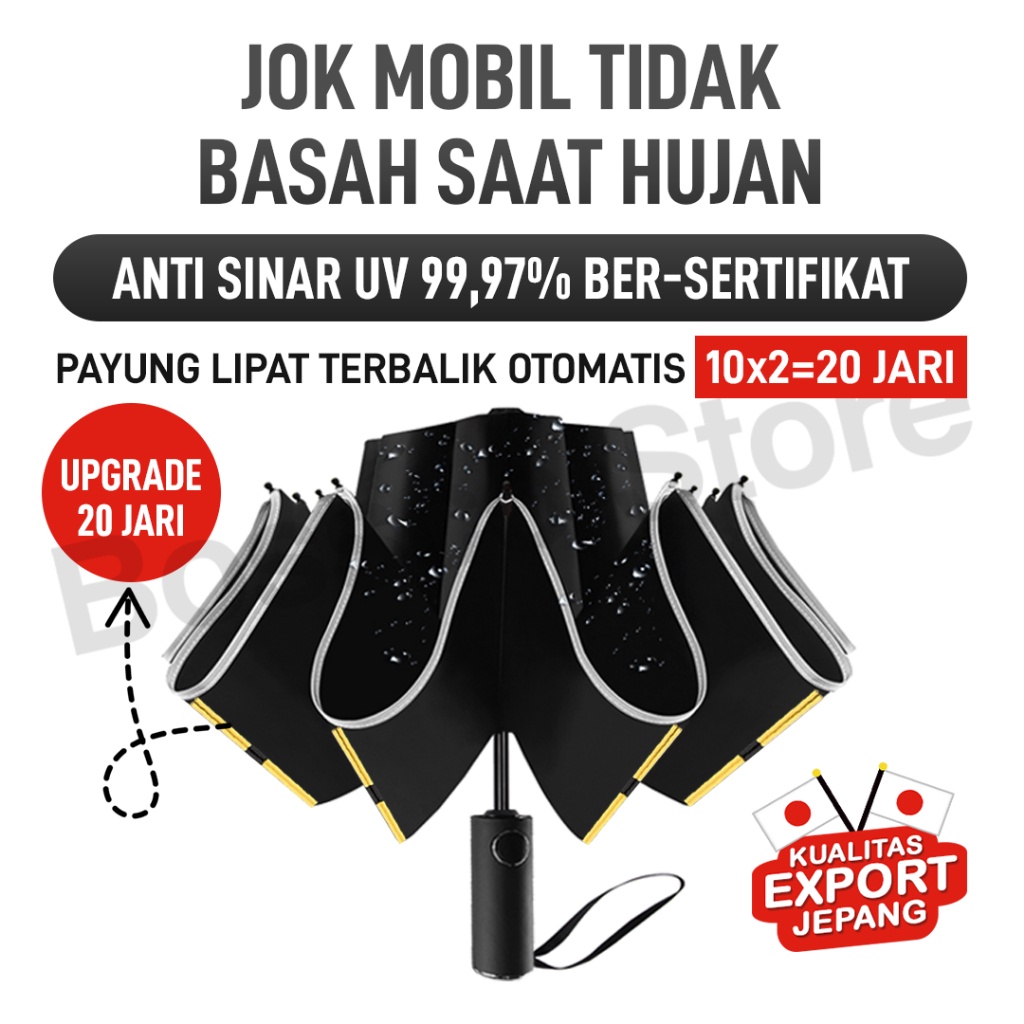 GROSIR Bossco Payung Lipat Terbalik Otomatis Anti UV 9997 Reverse Umbrella Payung terbalik payung mo