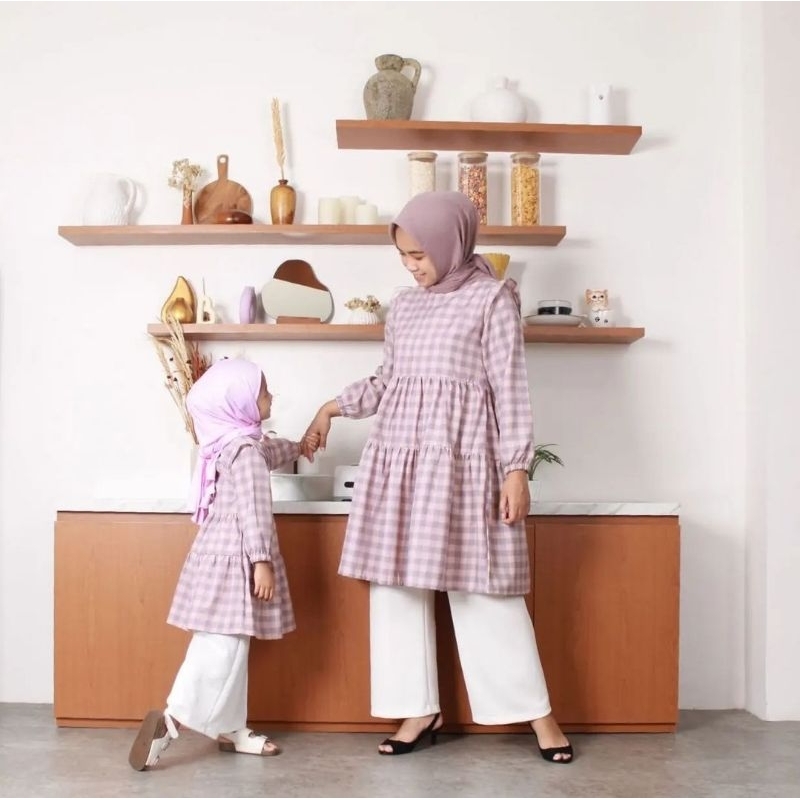 Gingham Dress | Baju Couple | Tunik Anak | Dress Muslim