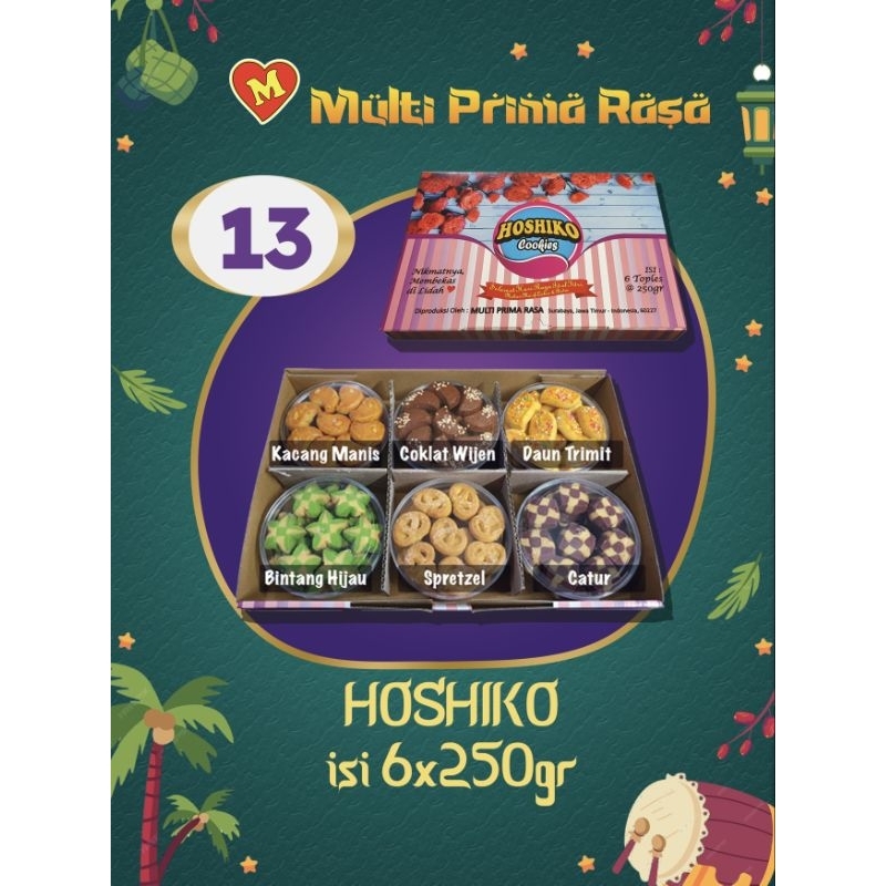 

HOSHIKO Cookies Lebaran isi 6×250g Kue Kering Parcel Hampers