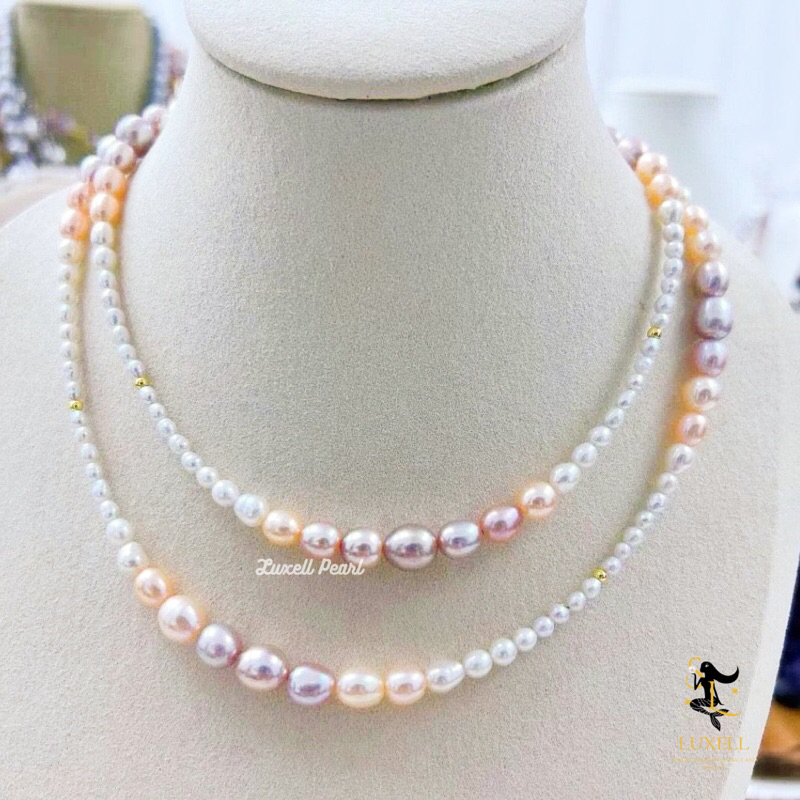 TERMURAH Kalung mutiara air tawar model unik Panjang 70cm | Kalung Mutiara Air Tawar Mixe colour Pan