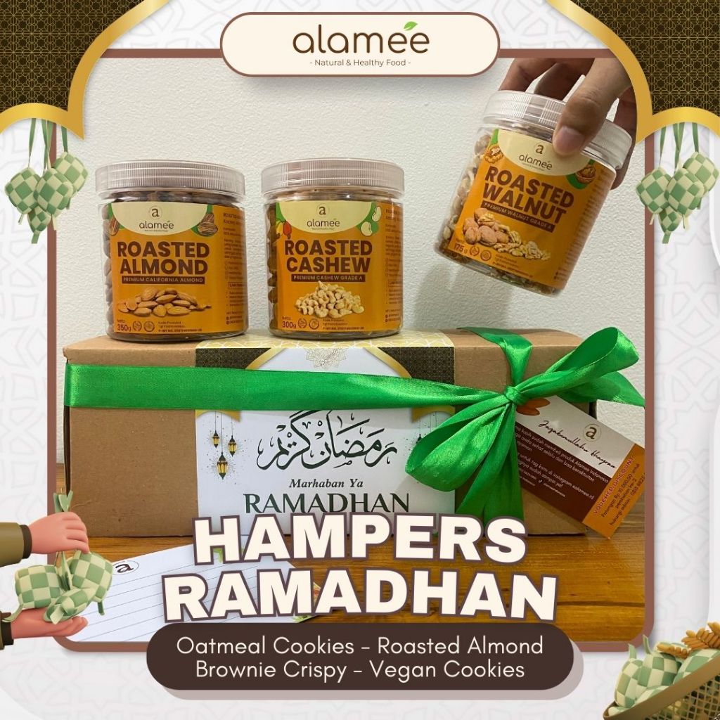 

Hampers Ramadhan Kacang Almond Mede Cookies Brownies Crispy Parcel Lebaran Idul Fitri Unik Box Gift Kado Puasa Hadiah Oatmeal Snack Sehat Anak Cemilan Diet Kue Kering Vegan Cookie Mpasi Makanan ALAMEE