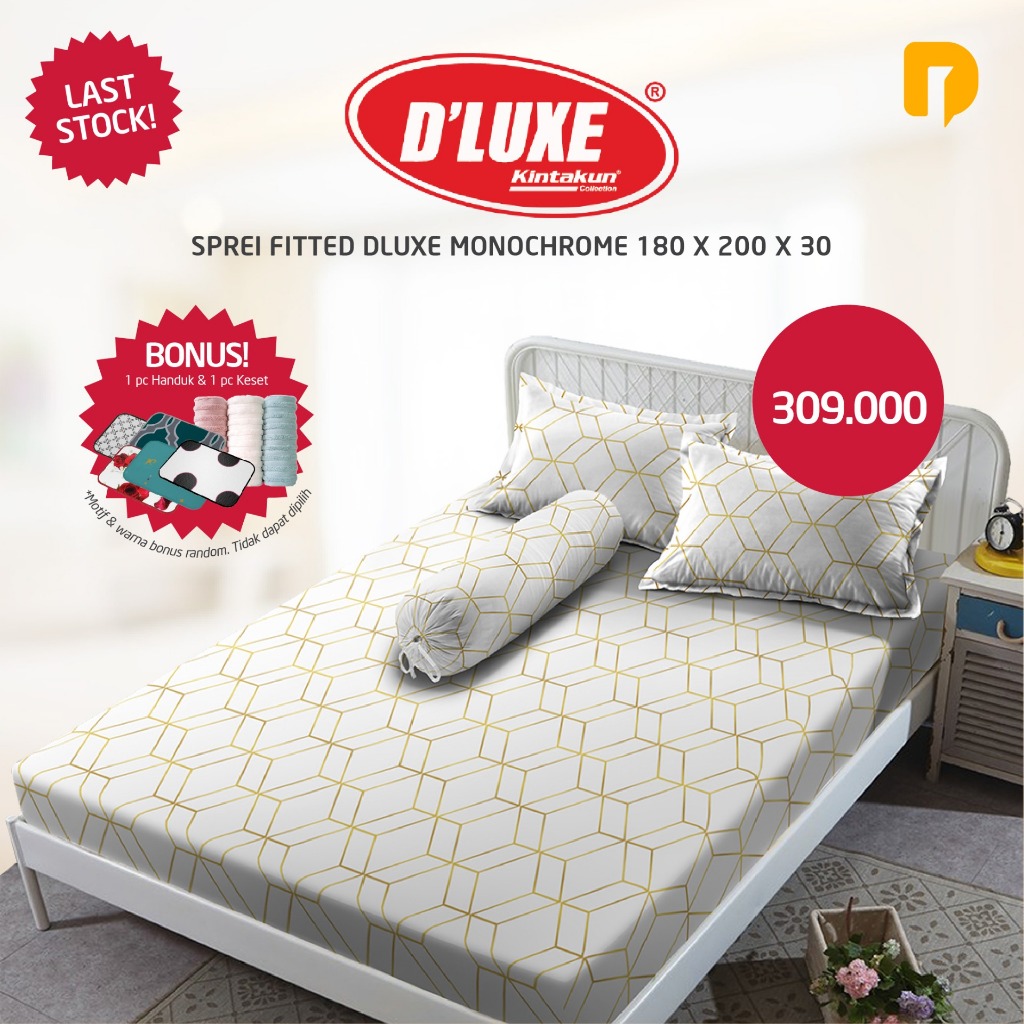 Kintakun Sprei Fitted Dluxe Monochrome 180 x 200 x 30