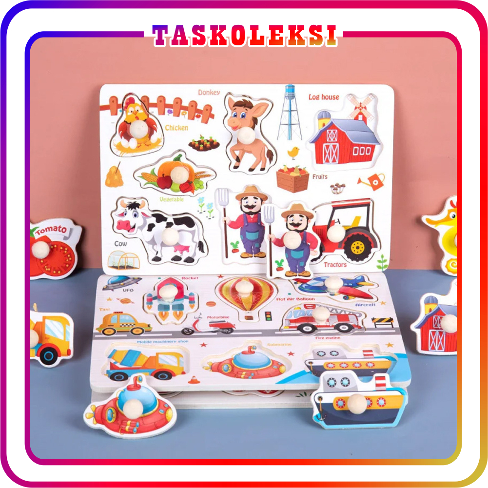 TK Mainan anak edukasi anak 1 2 3 tahun laki laki perempuan mainan edukasi Montessori puzzle jigsaw 