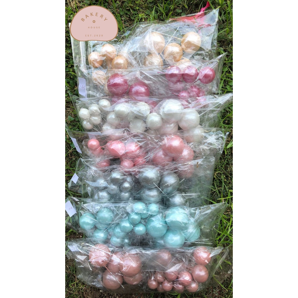 

NEW// PEARL/MUTIARA BOLA DEKOR HIASAN KUE ULTAH WEDDING LUCU 1 SET ISI 20PCS MIX UKURAN