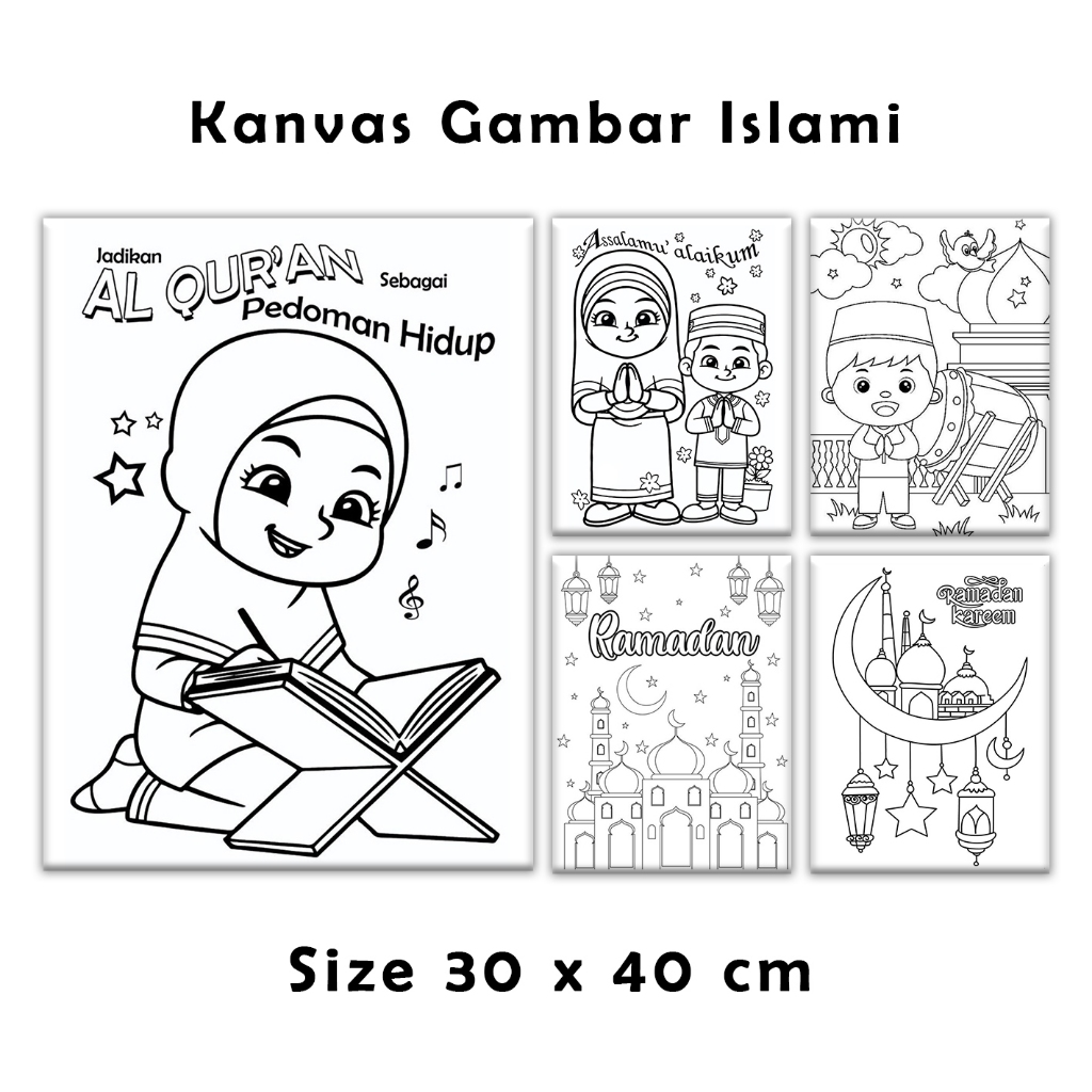 

Kanvas Gambar Anak Islami 30 x 40 cm Canvas Lukis Mewarnai