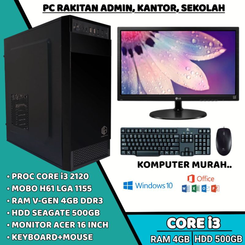 Komputer Full Set PC Rakitan Lengkap untuk Kantor/Sekolah
