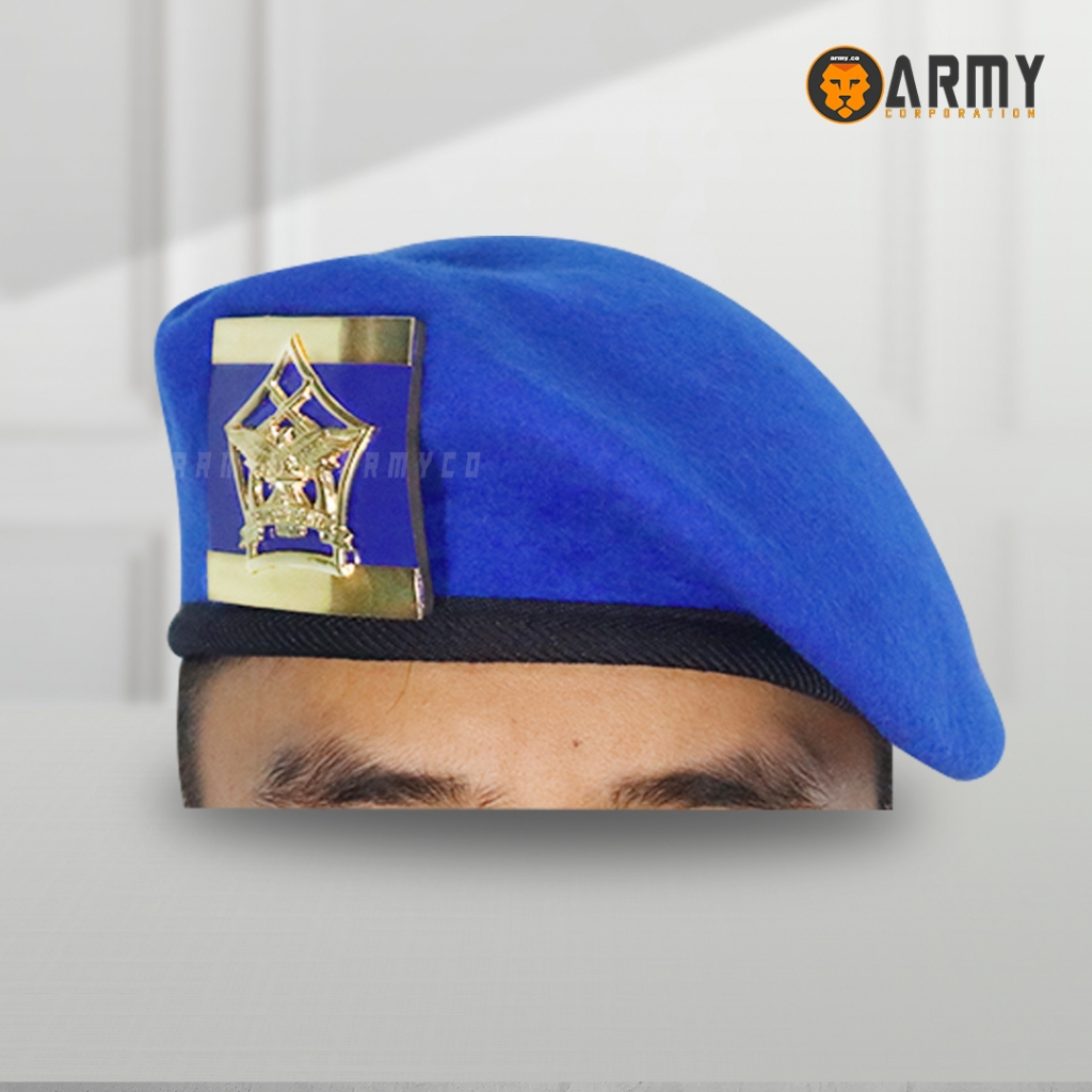 Baret POM AU / PM AU Satu Set + Emblem / Baret Merk Camel
