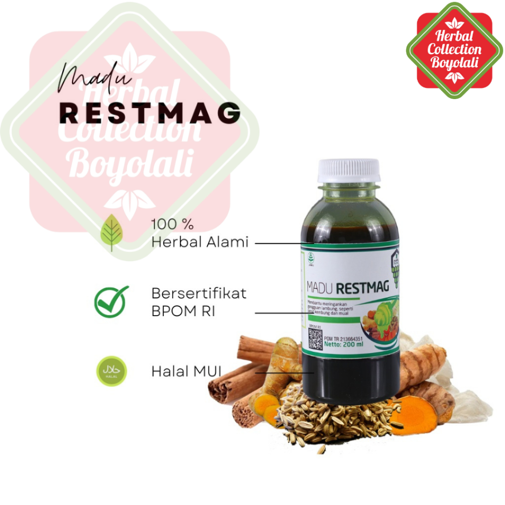 

madu restmag griya herba 200ml madu alami untuk asam lambung gerd dan gejalanya halal bpom