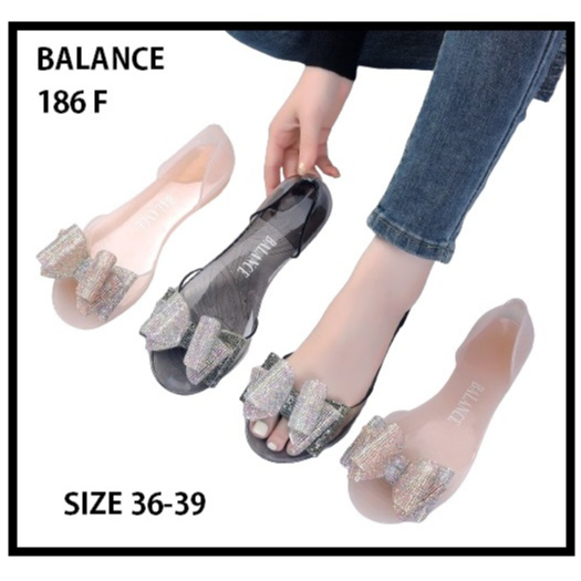 Sepatu kaca transparan Balance 186-f / Sepatu jelly premium/ Flat Jelly Shoes/ Sendal wanita