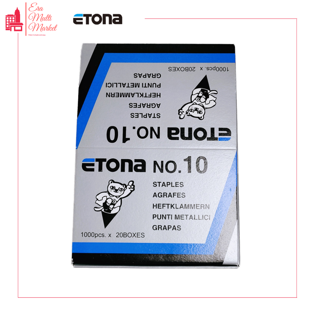 

Staples No.10 Etona 1 pack = 20 kotak x 1000 pcs / Isi Hekter / Isi Stapler