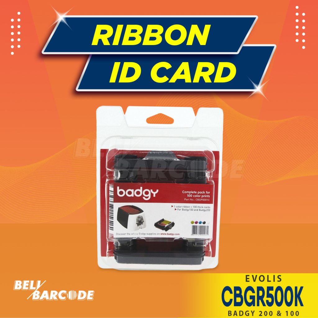 Ribbon Evolis CBGR0500K Black Badgy 200 & 100 Tinta Printer Hitam