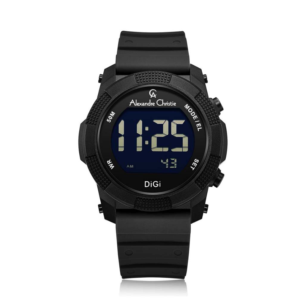 Alexandre Christie AC 9367 MHRIPBA Hitam Original / Jam Tangan Pria Digital Karet MH