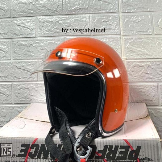 Helm Slimhead Tx500 List Chrome Orange + Pet Bening