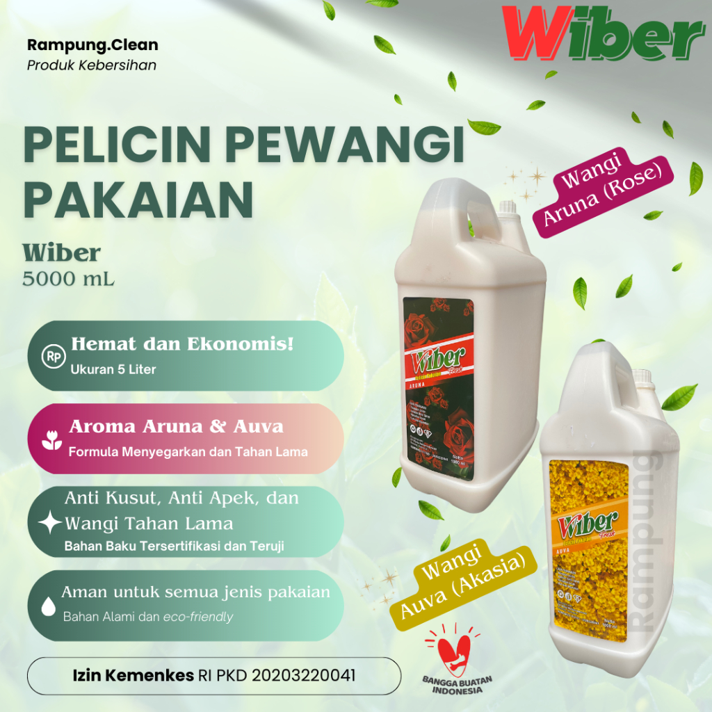 Pelicin Pewangi Setrika Pakaian 5 Liter Wiber Fabric Spray Murah