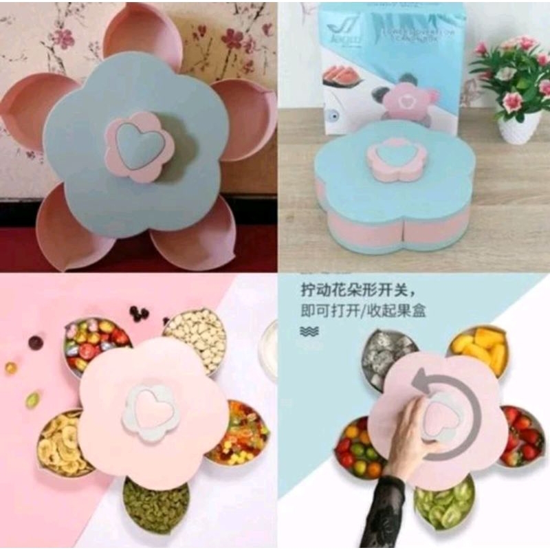 Toples Bunga Mekar Toples Putar Kue/Candy/Snack/Buah