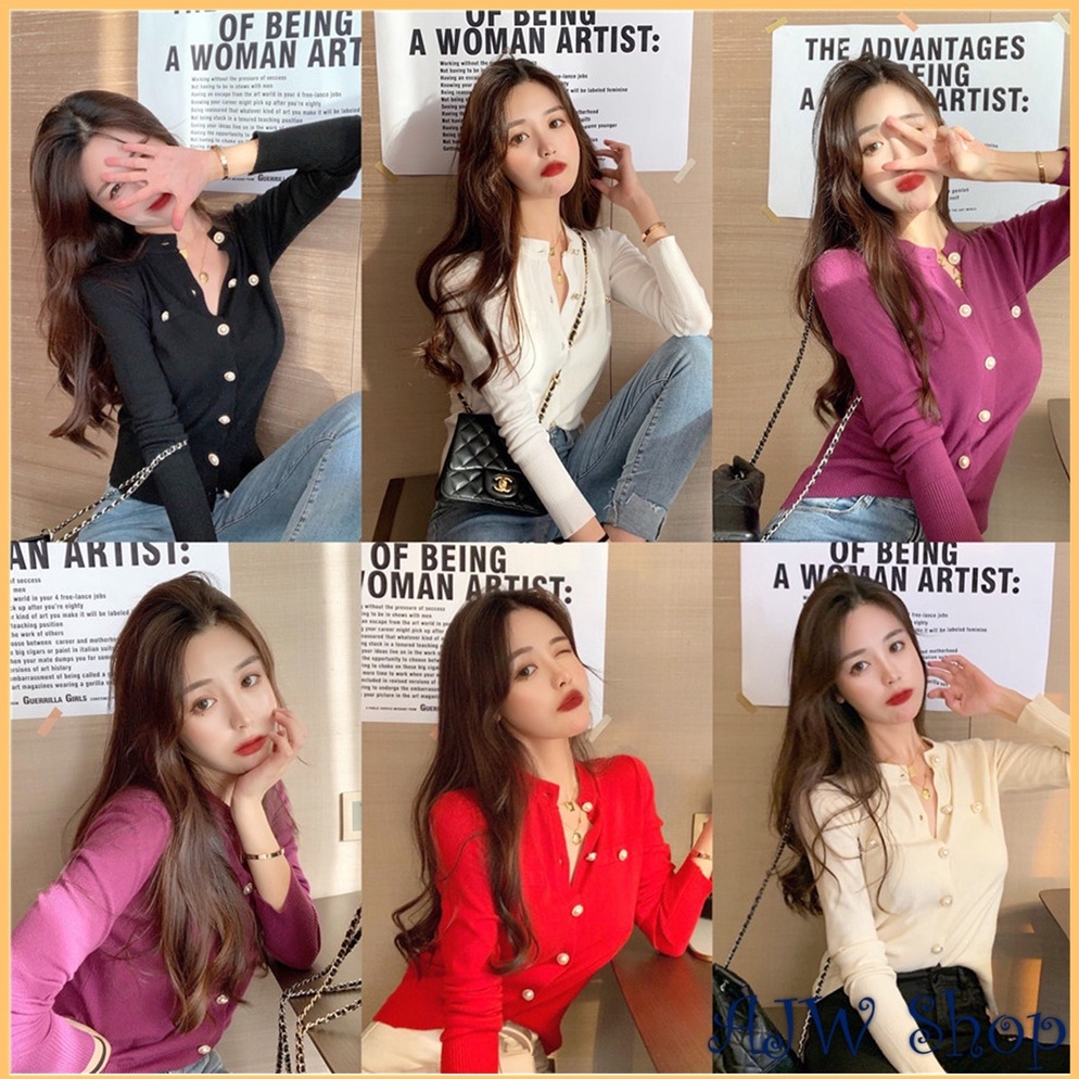 Menarik AJW Atasan Rajut Korean Style Wanita Premium Lengan Panjang Kekinian High Quality XAZ  Baju 