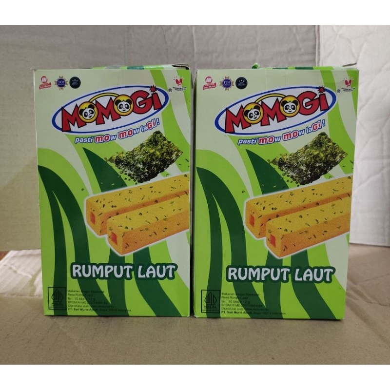 

( COD ) MOMOGI RUMPUT LAUT 12g ISI 1 BOK 10 bks& MOMOGI JAGUNG BAKAR ISI 1 BOK 20x5g