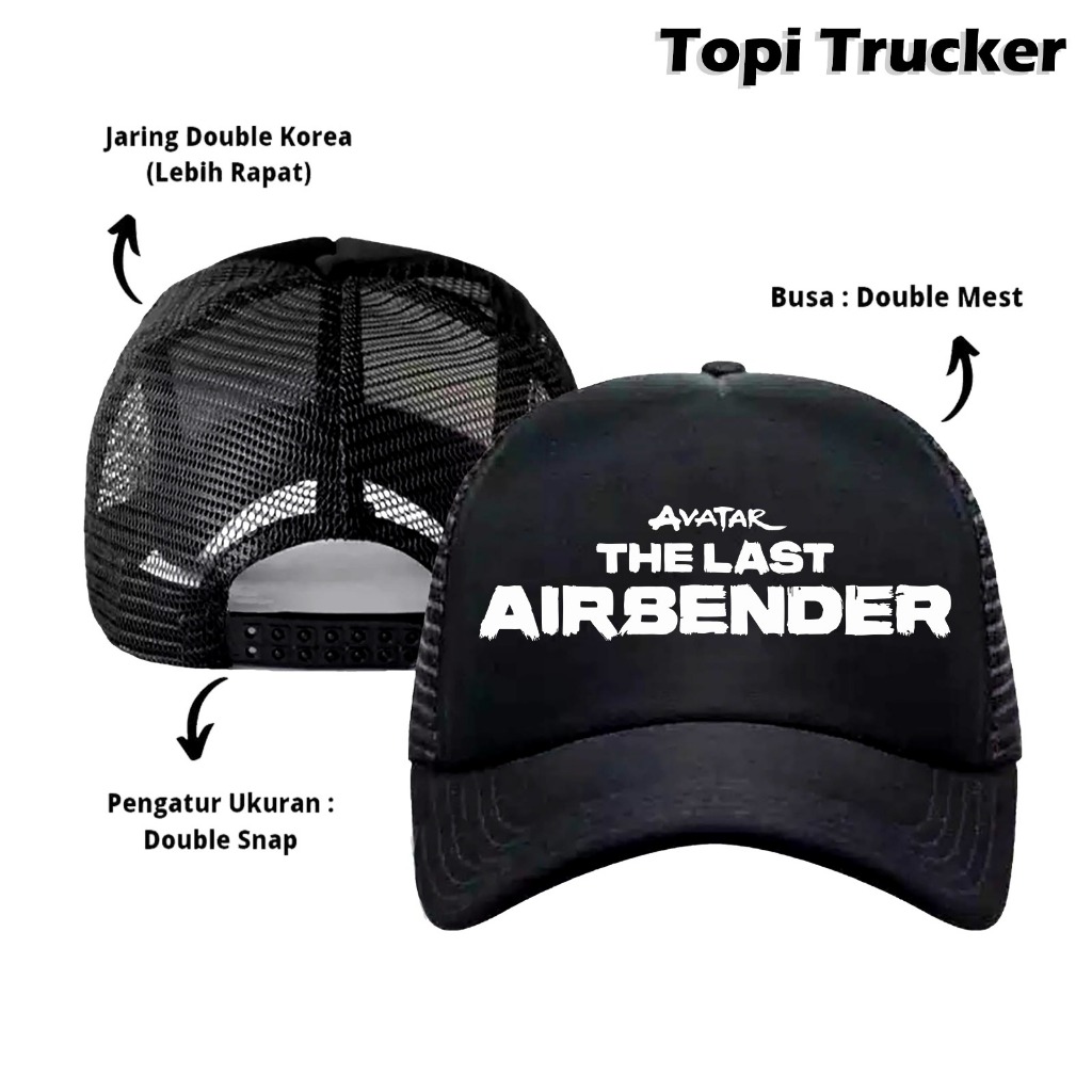 Topi Trucker Avatar The Last Airbender Topi Jaring Pria Wanita Custom Logo Sablon Ang Katara Saka Zuko Appa