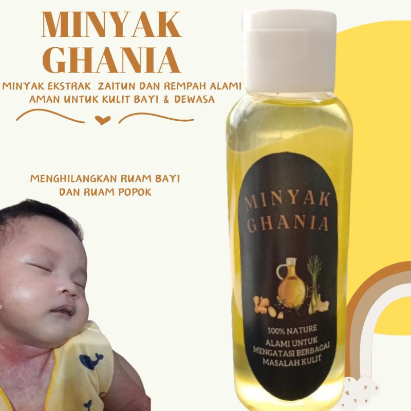MINYAK GHANIA MINYAK ALAMI UNTUK GATAL GATAL KULIT RUAM BAYI BIANG KERINGAT BAYI ALERGI KUDIS PSORIA