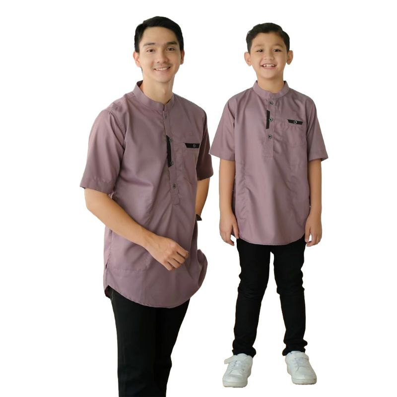 BAJU KOKO QURTA COUPLE WARNA MAUVE / BAJU KEMKO WARNA MAUVE / BAJU MUSLIM TERMURAH