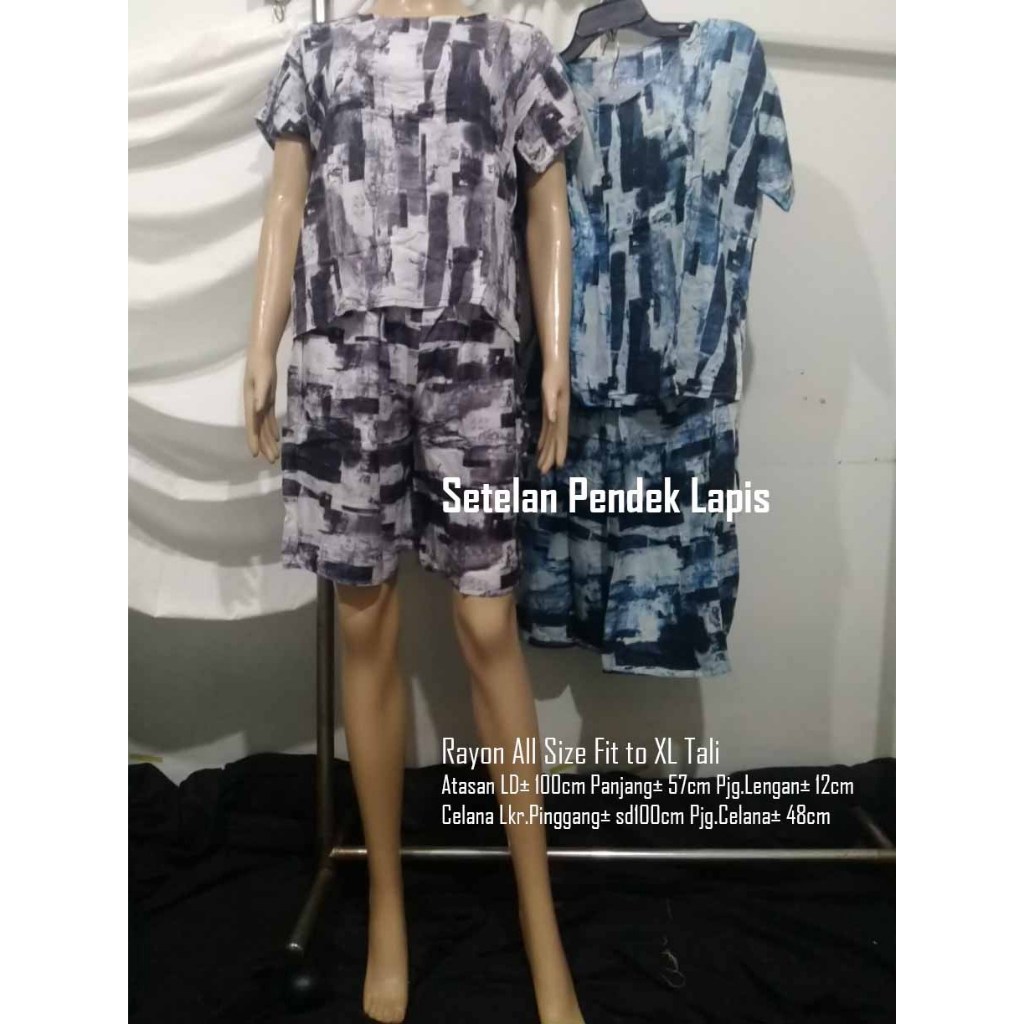 Setelan Batik Celana Pendek Lengan Pendek Wanita Dewasa / Remaja Terbaru / Stelan Piyama Lapis Jumbo