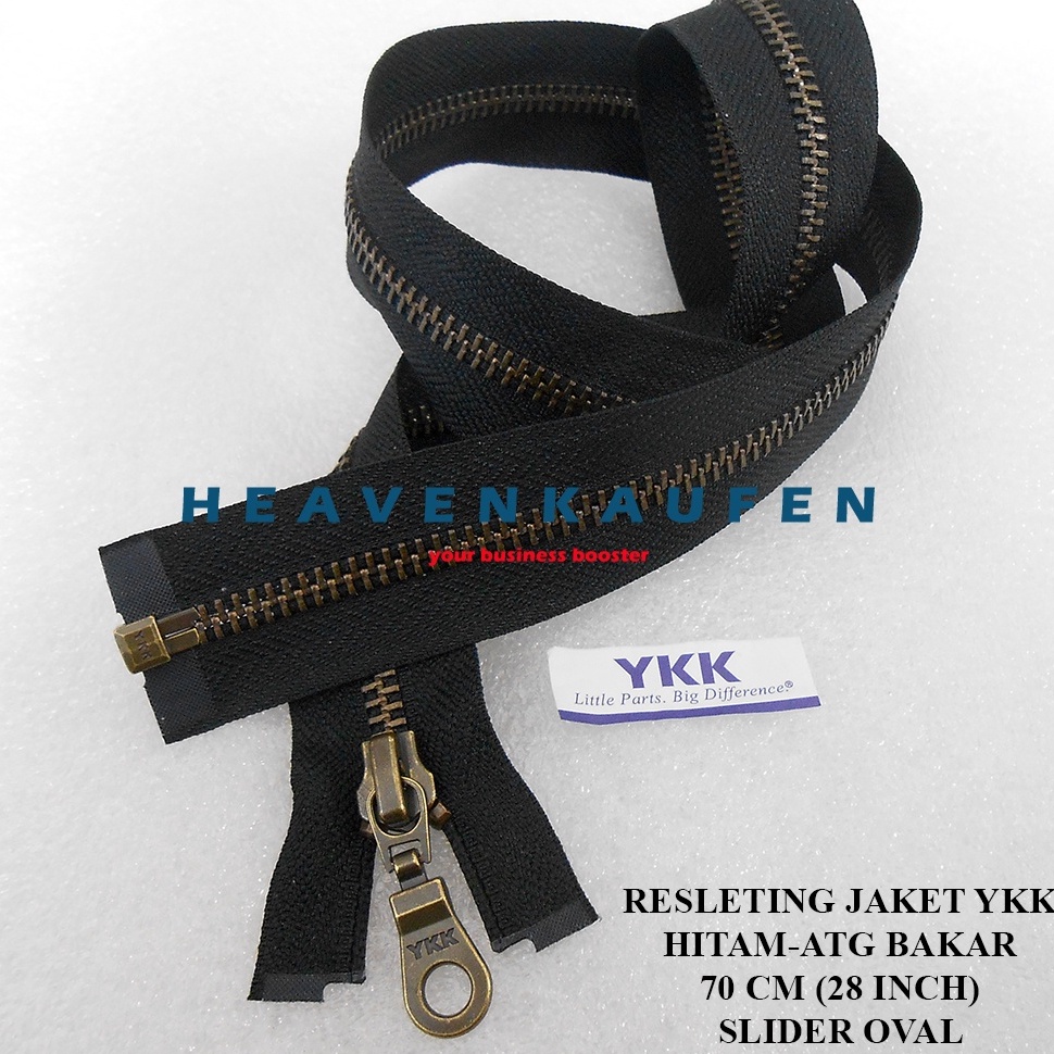 TAS185 COD Resleting Zipper Jaket YKK Gigi Besi 7 cm  28 inch Hitam  ATG Bakar Slider Oval