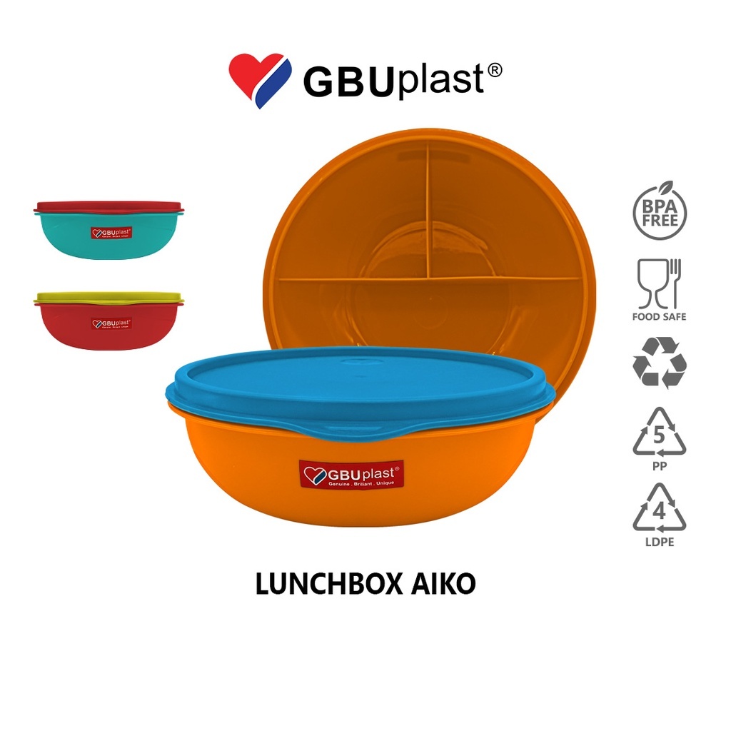 Lunch Box Aiko | Kotak Bekal / Tempat Penyimpanan Makanan Plastik GBU