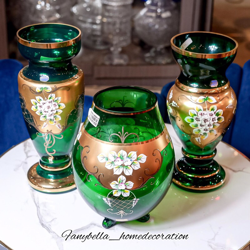 Bohemia Asli Kristal Hijau Gold Eropa Dekorasi Rumah/ FANYBELLA