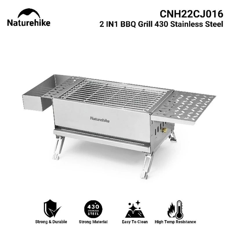 STAINLESS STEEL 2in1 BBQ GRILL NATUREHIKE CNH22CJ016 FURNACE BARBERQUE OVEN  ALAT PEMANGGANG BBQ GRI