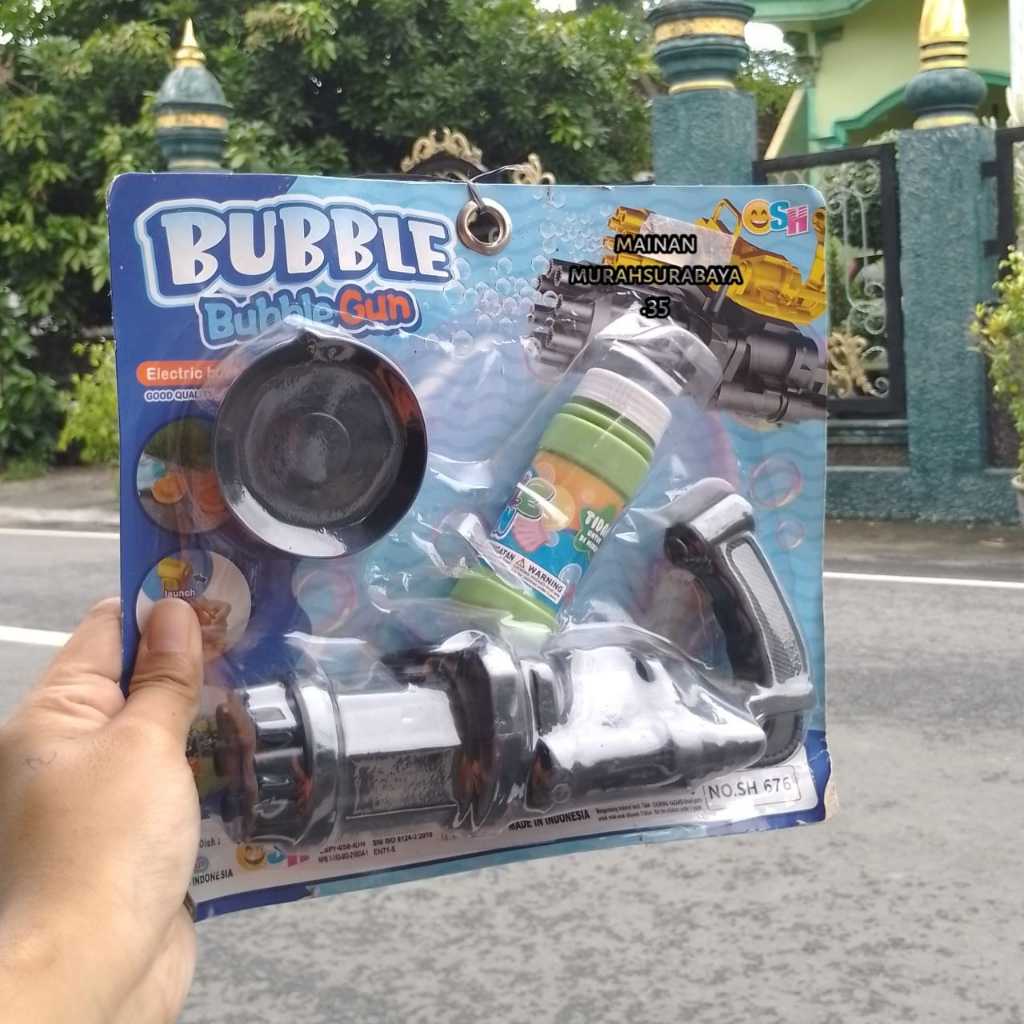 Mainan Anak Bubble Gun Gelembung SH 676 | Mainan Bubble Elektrik Gatlin Menggunakan Baterai Free Cai