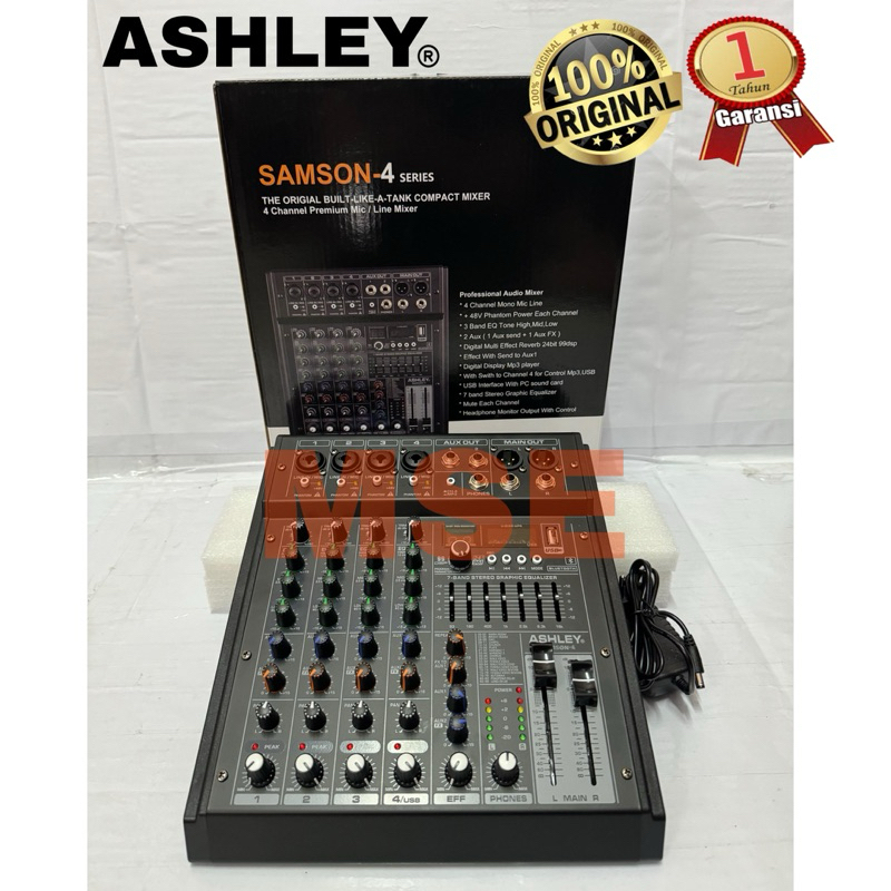 MIXER 4 CHANNEL ASHLEY SAMSON 4 SAMSON-4 SAMSON4 ORIGINAL GARANSI RESMI 1 TAHUN